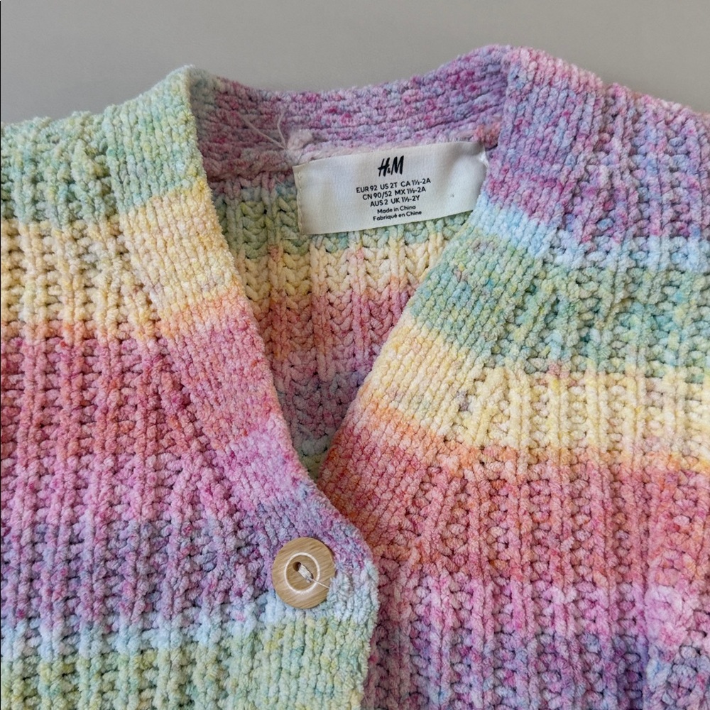 H&M Pastel Multicolor Striped Ribbed Cardigan - Picture 2 of 4